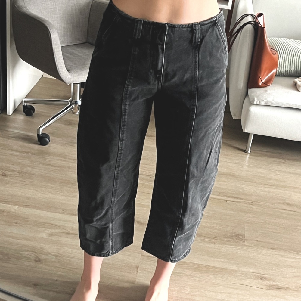 Faded black barrel pants